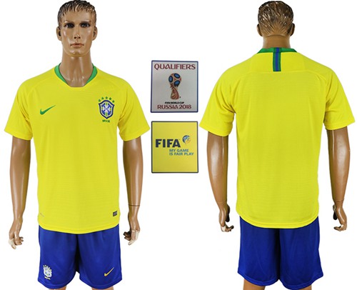 Brazil Blank Home Soccer Country Jersey